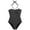 Black, variant on Fartey One Piece Bathing Suit for Women Trendy Striped Color Block Halter Swimsuit Full Coverage Tummy Control Slimming Monokini Swimwear Black S-XL