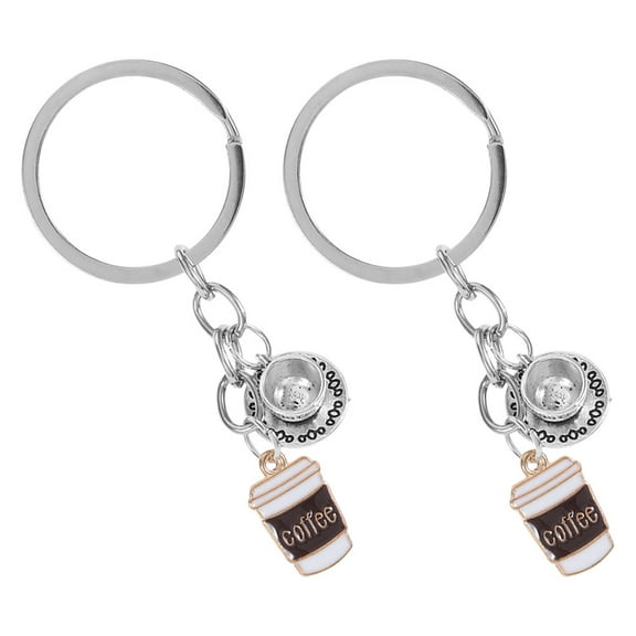 GOOHOCHY 2Pcs Miniature Cup Keychain Charm Assorted Color Creative Design For Bag And Purse Accessories Coffee Lovers