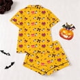 thumbnail image 4 of TGPMGRZ Womens Halloween Pjs Satin Notch Collar Tops Relaxed Fit Shorts Halloween Festival Pajamas, 4 of 9