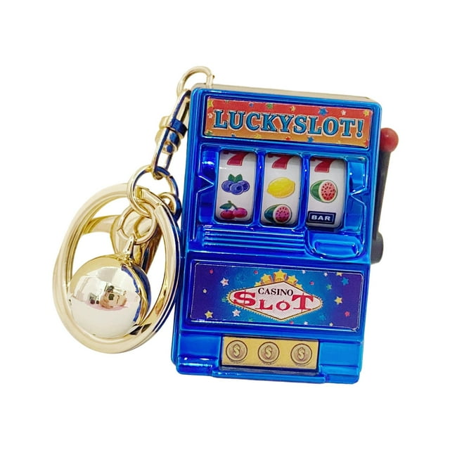 Mini máquina tragamonedas de juguete llavero Hugo Azul