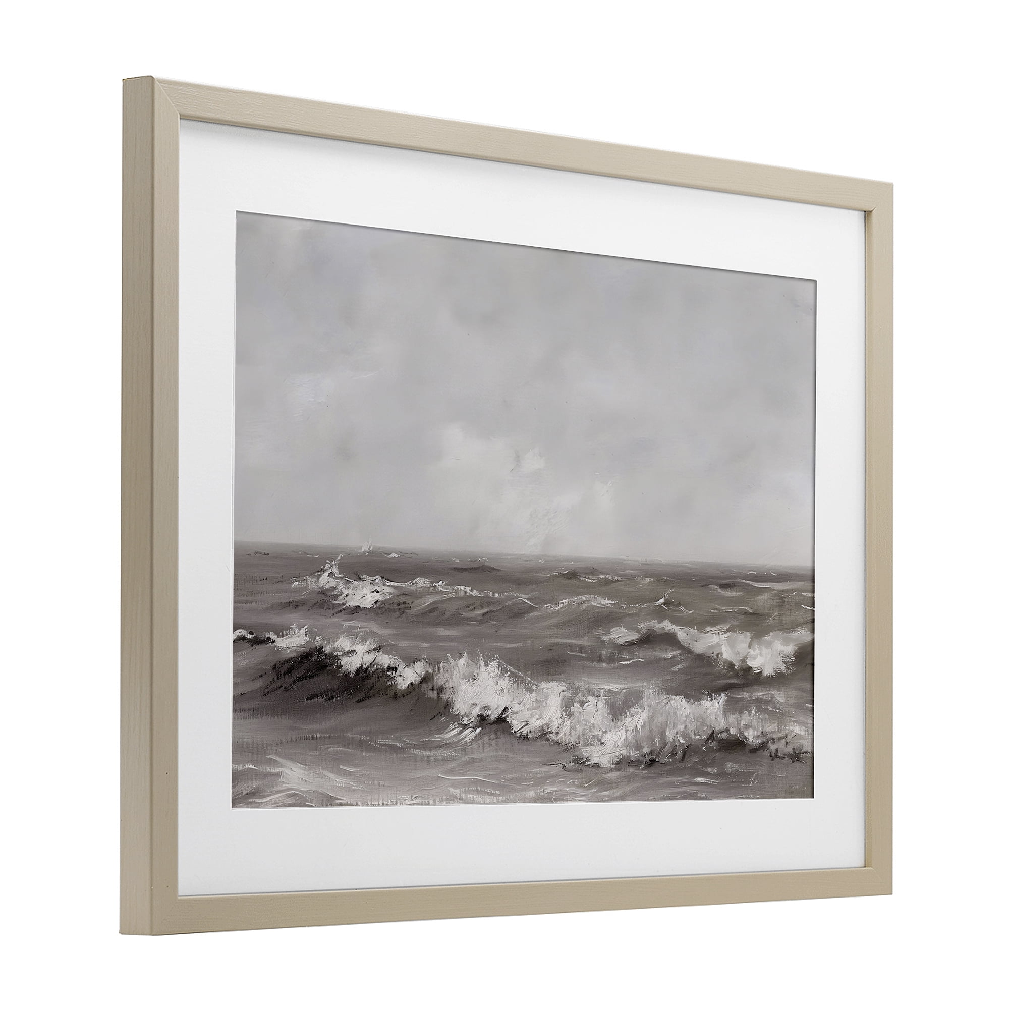 Stupell Industries Monochrome Sea Ripples Birch Framed Print Under Glass, design by Jacky Ngan