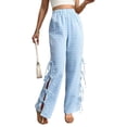 thumbnail image 3 of Womens Gingham Plaid Wide Leg Pants Y2k Lounge Pants Lace Up Loose Trousers S, 3 of 10