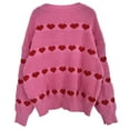 thumbnail image 4 of Womens Valentines Sweater Sweet Two Tone Heart Jacquard Crewneck Knit Sweater Long Sleeve Pullover Cute Feminine Top Pink M, 4 of 5