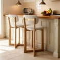 thumbnail image 3 of Dayalane Mid Century Modern Bar Stools Set of 2, 26" Counter Height Sherpa Upholstered Stools with Curved Back, X-Shape Wood Legs for Kitchen Island, Dining Room, Beige, 3 of 8