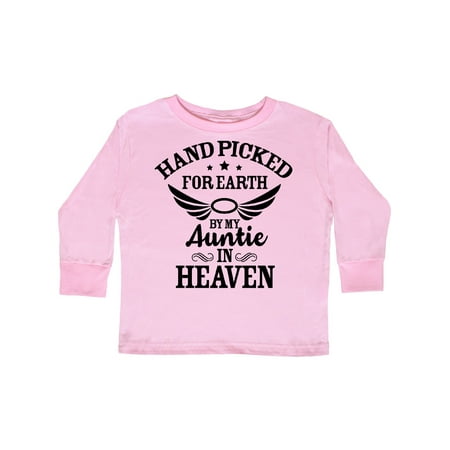

Inktastic Handpicked for Earth By My Auntie in Heaven with Angel Wings Gift Toddler Boy or Toddler Girl Long Sleeve T-Shirt
