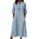 thumbnail image 3 of TaTaai Ladies V-Neck Ruffle Half Sleeve Solid Color Long Dress Button Down Design with Pockets Fashion Casual Comfortable Dress for Women Gift, 3 of 6
