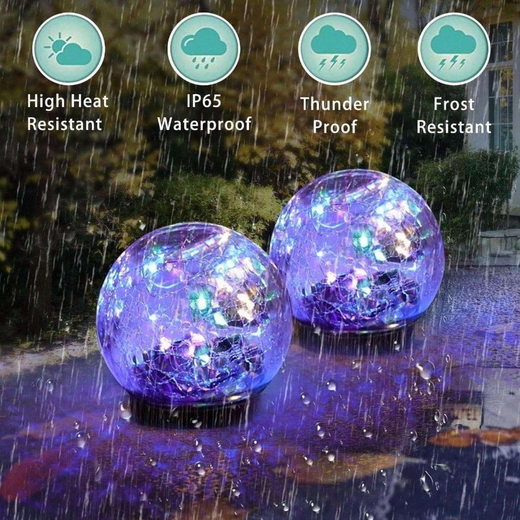 Solar Ball Lights Outdoor Waterproof, 30 LED Cracked Glass Globe Solar Power Ground Lights for Path Yard Patio Lawn, Christmas,New Year Decoration Landscape Warm White(4 Pack 4.7'')