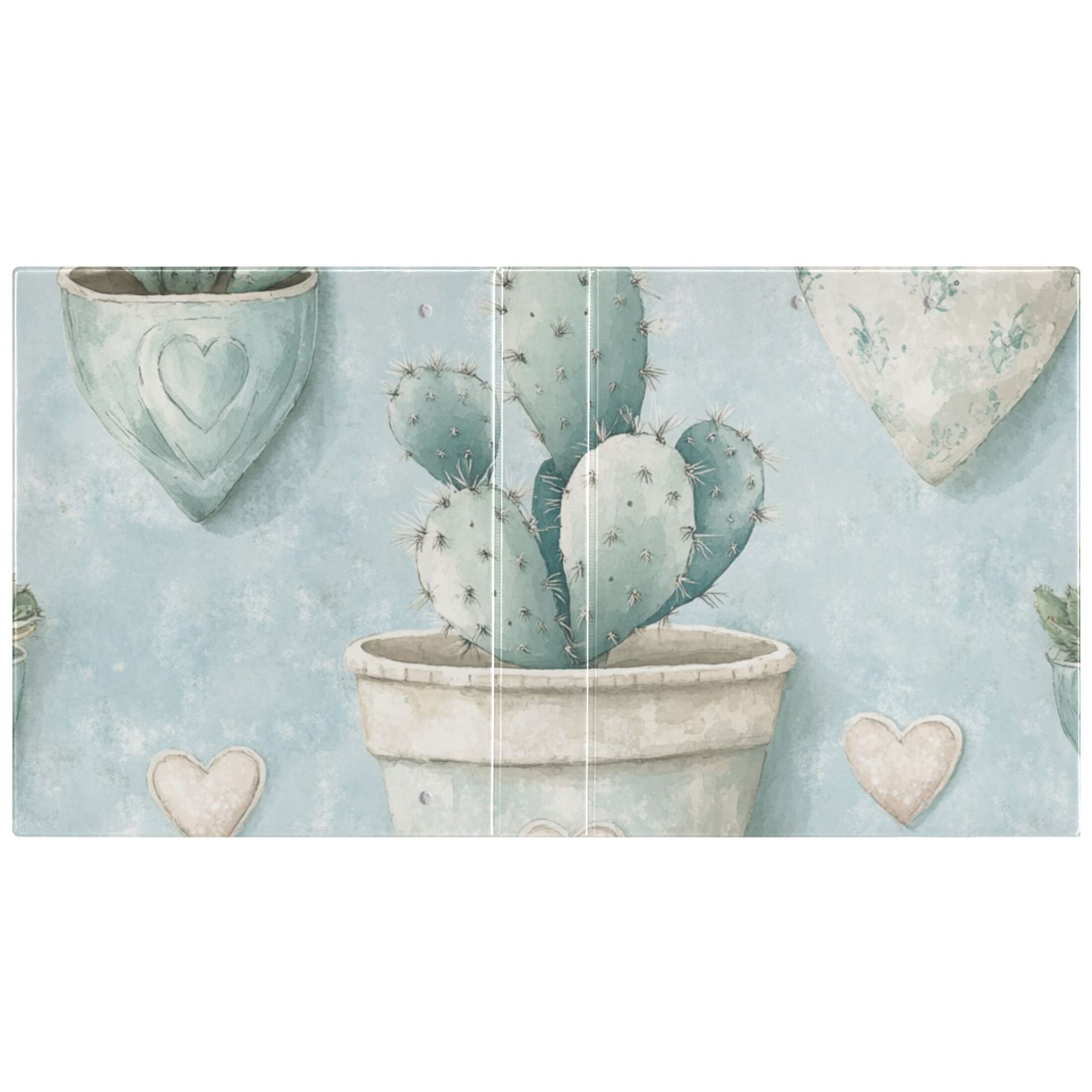 Cute Cacti 3 Ring Binders 1.5 inch Hardcover File Folders with Interior Pockets A4 Size Organizer for School Office Hospital