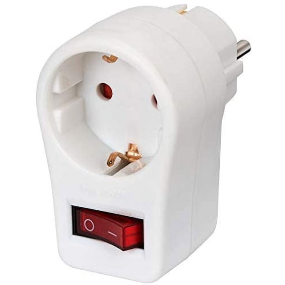Brennenstuhl Adapter Connector Euro 2   Protection of Contact 1 White with Switch, 1508100