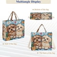 thumbnail image 6 of Corduroy Composite Fabric Tote Bag Magnetic Snap Large Capacity Crossbody Bag Beige Shoulder Strap Cute Dogs with Flowes, 6 of 8