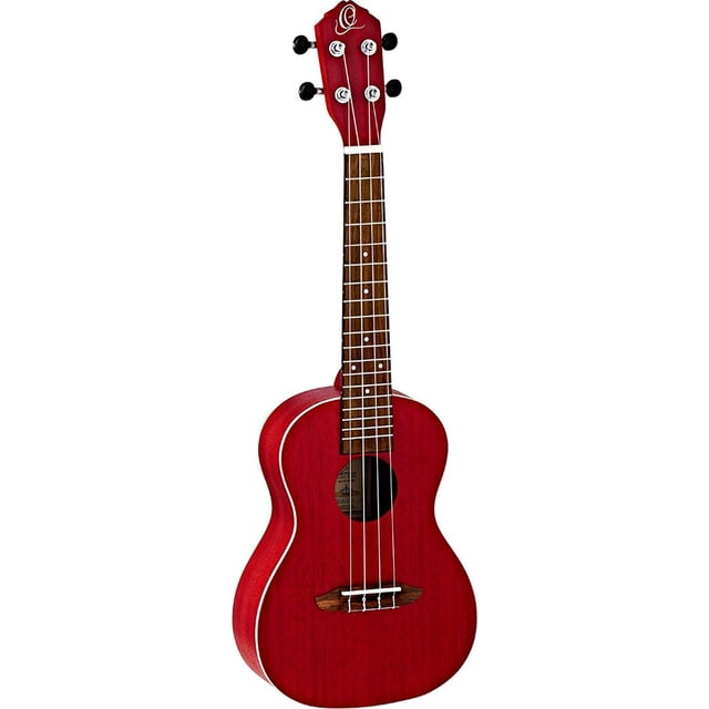Ortega Guitars, 4-String Earth Series Concert Ukulele, Right, Transparent Fire Red, Acoustic (RUFIRE)
