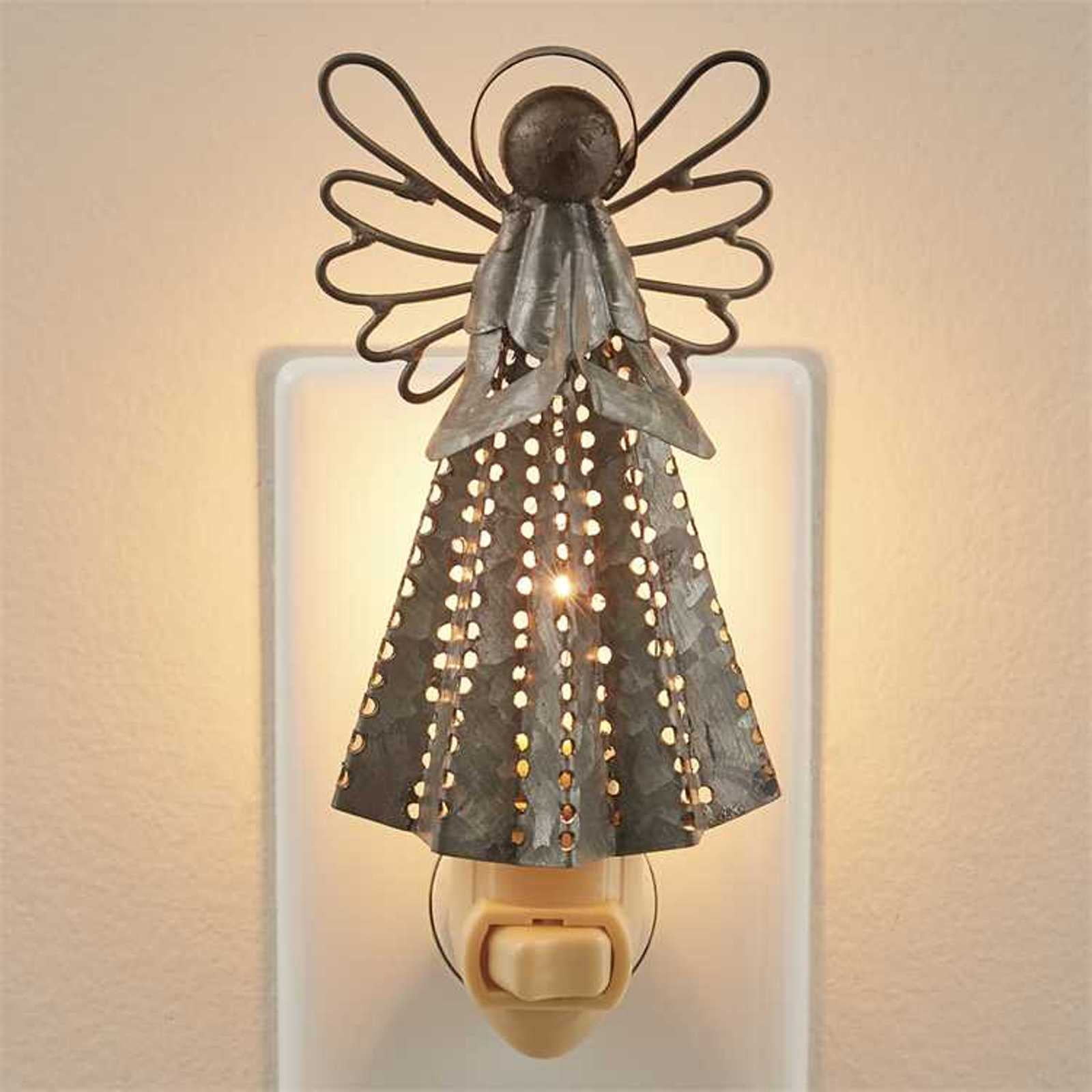 Winged Angel Night Light 7 Watt Electric Galvanized Metal