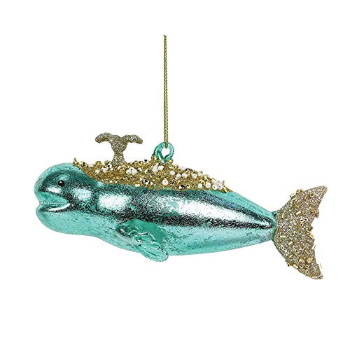 Department 56 Coast to Coast Pearl Bay Whale Glass Christmas Ornament 6003956