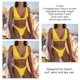 thumbnail image 5 of Traje de baño para mujer Cuello en V Color puro Talle alto Espalda en T Correas regulables 9 Forma Botón trasero Trajes de baño divididos para playa Amarillo M, 5 of 6