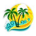 thumbnail image 1 of Palms Sun Wave Summer Tropical Vacation - 12" Vinyl Sticker Waterproof Decal, 1 of 4