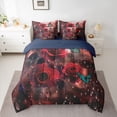 thumbnail image 2 of Homewish Dreamy Red Rose 7 Pieces Bedding Comforter Set,Romantic Floral Flower Full Bedding Set,Cyan Butterfly Fitted Sheet Flat Sheet For Girls Kids,Breathable Home Decor Reversible, 2 of 8