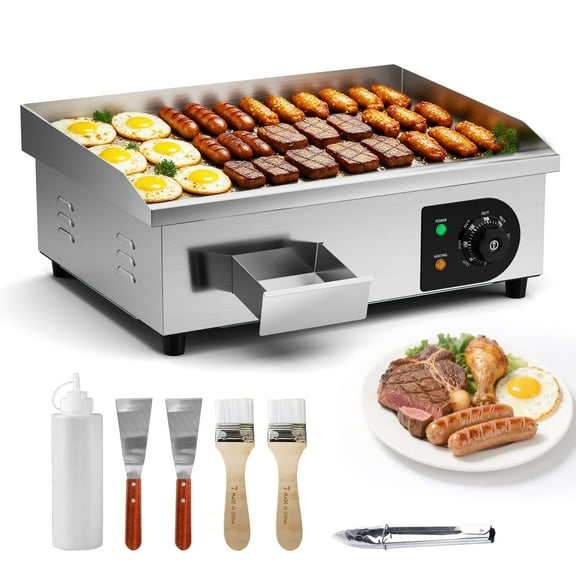 Ecojoy 22" Electric Countertop Flat Top Griddle, Adjustable Temperature