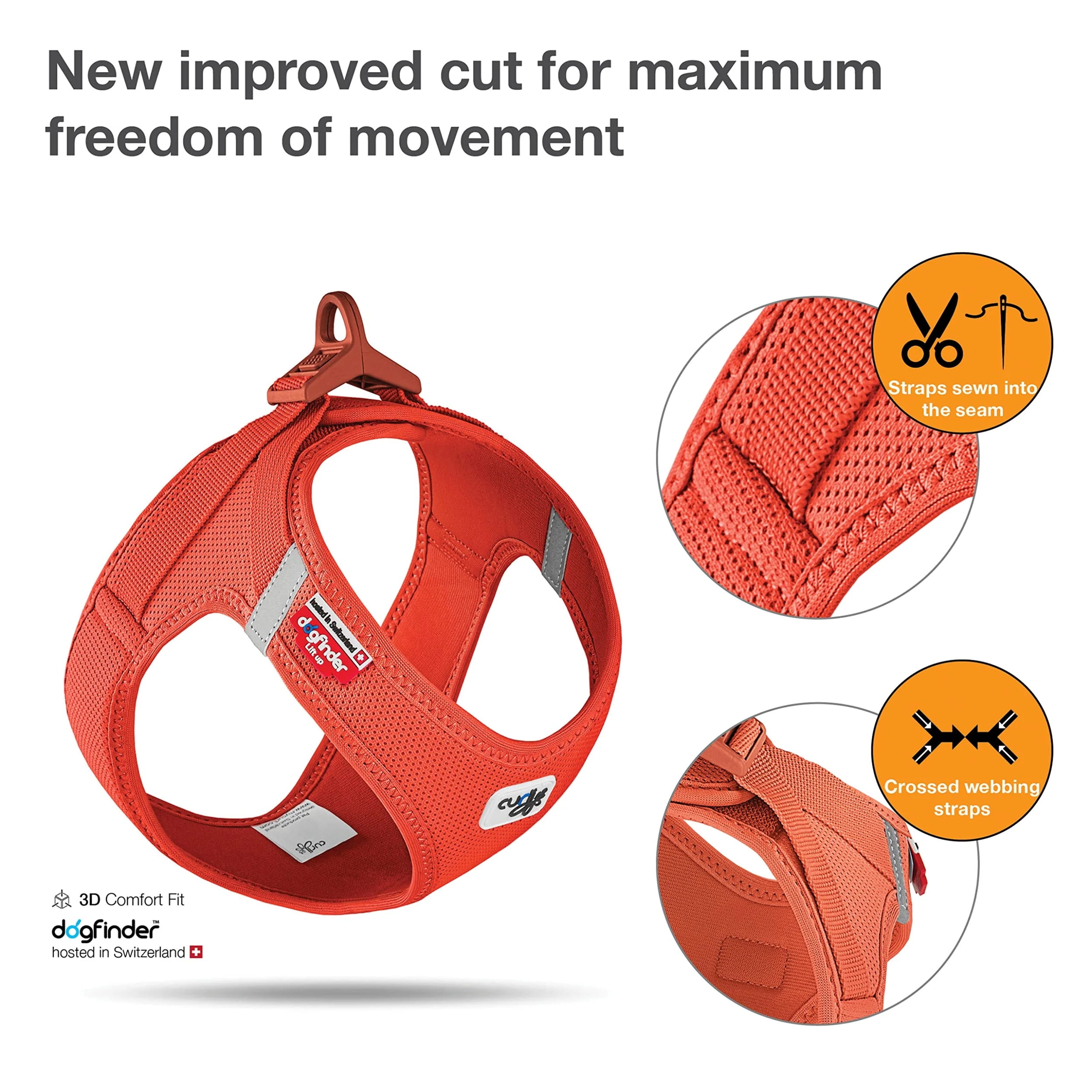 Curli AG 640150 Clasp Vest Air-Mesh Dog Harness, Orange - Extra Small