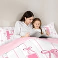 thumbnail image 2 of Castle Fairy Initial H 2pcs Bedding Comforter Set,Bowknot Stripes Twin Comforter Sets,Dreamy Princess Breathable Bedding Set,Ultra Soft Cute Home Decor,Reversible, 2 of 8