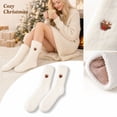 thumbnail image 2 of Women's Christmas Mid Calf Socks Fuzzy Plush Lined Thick Warm Winter Floor Socks Non Slip Cozy Crew Sleeping Socks for Indoor Home Lounge, 2 of 4