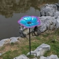 thumbnail image 5 of Lypsnake Outside Metal Flower Design Bird Baths With Stake, Gradient Color Glass Bowl Outdoor Garden Decor with Sturdy Metal Stake, Bird Feeder for Yard Patio Lawn Backyard Ornament & Garden Gift, 5 of 6