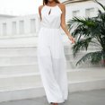 thumbnail image 1 of Mono Con Tirantes De Espagueti Mameluco de una pieza con cuello halter para mujer Color sólido Ahueca hacia fuera Estilo sexy Traje de vacaciones Ygjytge Blanco Xl para Mujer, 1 of 8