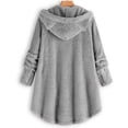 thumbnail image 4 of Abrigo de suéter de longitud media de terciopelo con bolsillo informal de moda para mujer Fridja  BV0+2778, 4 of 5