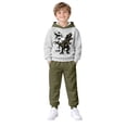 thumbnail image 2 of Boys Jogger Set Long Sleeve Dinosaur Print Hoodie and Sweatpants Sets Winter Outfits Boys' Clothes Size 5-14 Years, 2 of 5