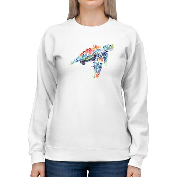 Sea Turtle Watercolors Art Sweatshirt Women -Image by Shutterstock, Female Medium