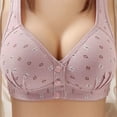 thumbnail image 3 of Elabch Womens Front Closure Bra Wireless Front Button Push Up Bras Full Coverage Comfortable Everyday Bras Pink L, 3 of 9