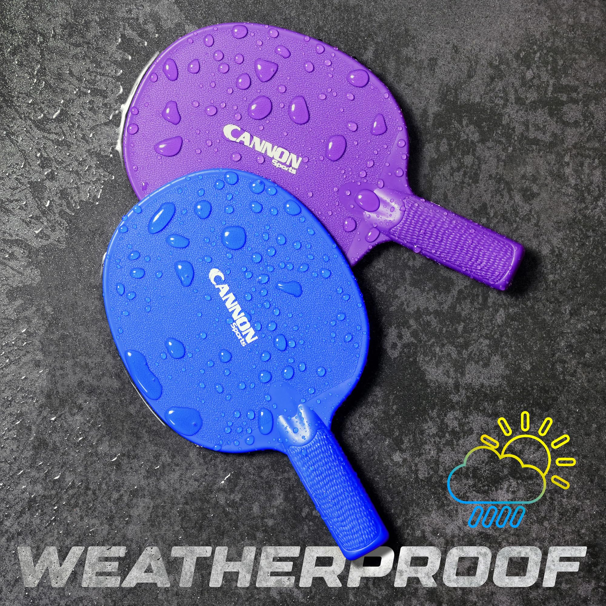 Cannon Sports Unbreakable Table Tennis Paddles - Waterproof & Weather Resistant Table Tennis Rackets for Indoor & Outdoor Use – Textured Easy Grip Handle – Multiple Color Options (Orange)