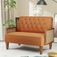 thumbnail image 2 of Andeworld Small Loveseat,2-seat Mini Sofa Couch with Rattan Armrests for Living Room,Bedroom(Orange), 2 of 5