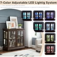thumbnail image 6 of LED Accent Curio Cabinet with 7 Color Lights for Collectibles, 32" H Storage Cabinet with Tempered Glass Doors, Sideboard Buffet Case with Smartphone-Controlled Lights (Cherry), 6 of 9