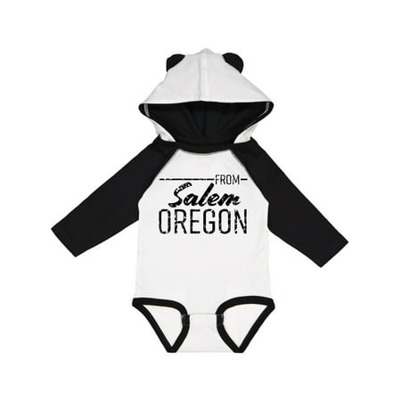 

Inktastic From Salem Oregon in Black Distressed Text Gift Baby Boy or Baby Girl Long Sleeve Bodysuit