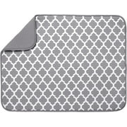 Reversible XL Microfiber Dish Drying Mat for Kitchen, 18 Inch x 24 Inch, White Trellis