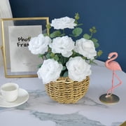 CALLIEVER 50Pcs White Artificial Roses Bouquet