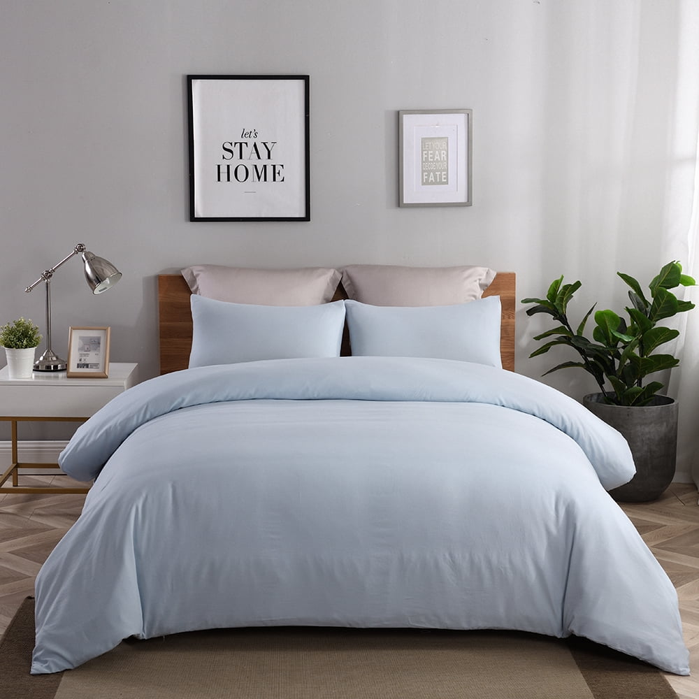 2 Piece Duvet Cover Set Solid Washed Microfiber Duvet Cover And One Sham, Twin