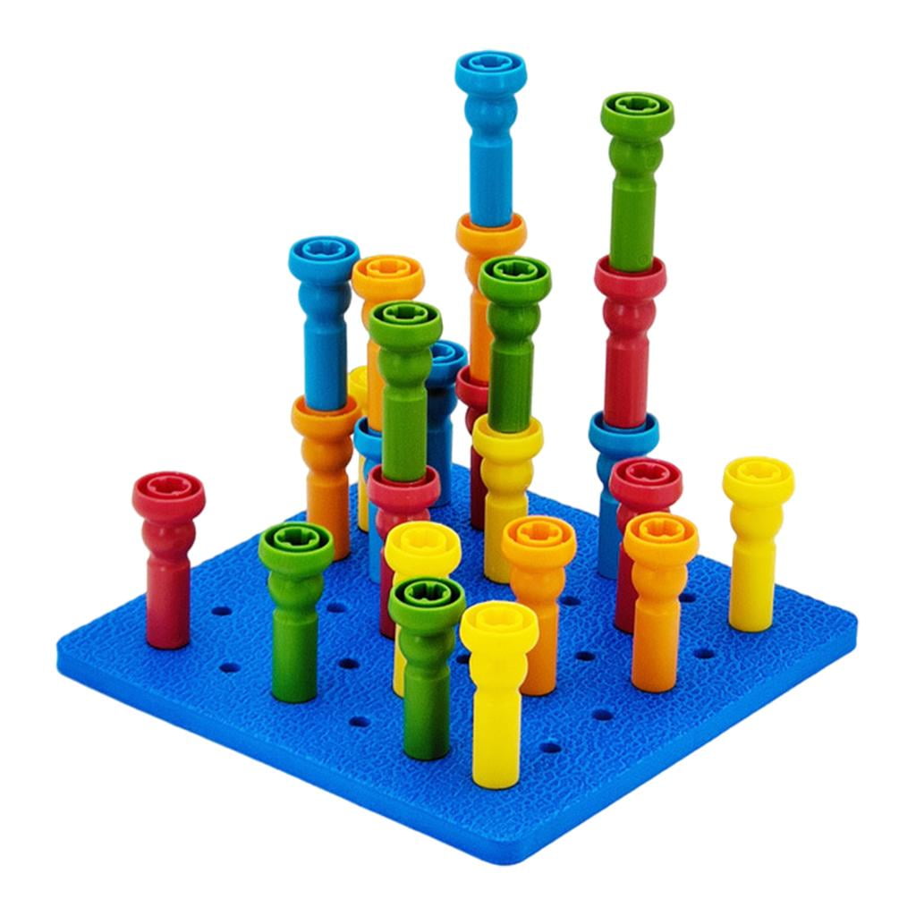 Stacking Peg Board Learning 25 Pegs Preschool for Children