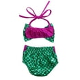 thumbnail image 2 of Styles I Love Infant Baby Girl Mermaid Scale Bikini Swimsuit Bathing Beach Pool Party Swimwear (Bowknot Green, 80/3-6 Months), 2 of 7