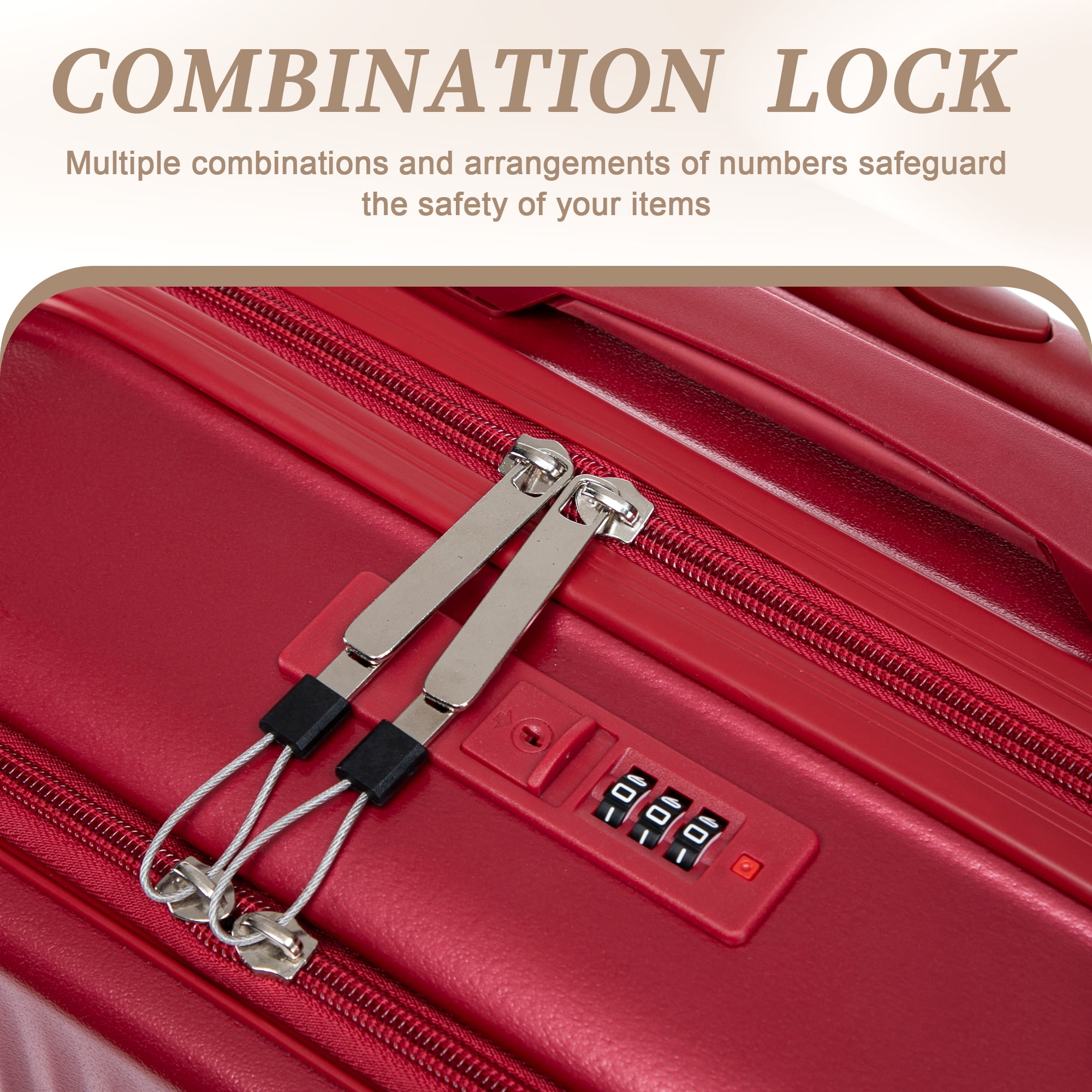 2 PCS ABS Luggage Set, 20" Suitcase + 14" Cosmetic Case, Front Opening Design, 360° Silent Spinner Wheels, Combination Lock, Waterproof Travel Luggage with Telescopic Handle