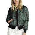 thumbnail image 1 of Yynuda Womens Classic Solid Biker Zip Up Crop Bomber Jacket Coat, 1 of 2