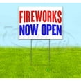 thumbnail image 1 of Fireworks Now Open (18" x 24") Yard Sign, Includes Metal Step Stake, 1 of 6