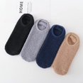 thumbnail image 2 of 4 Pack Cozy Mens Socks Gripper Slippers Socks Fluffy No Show House Socks Non Skid Bottoms, 2 of 5