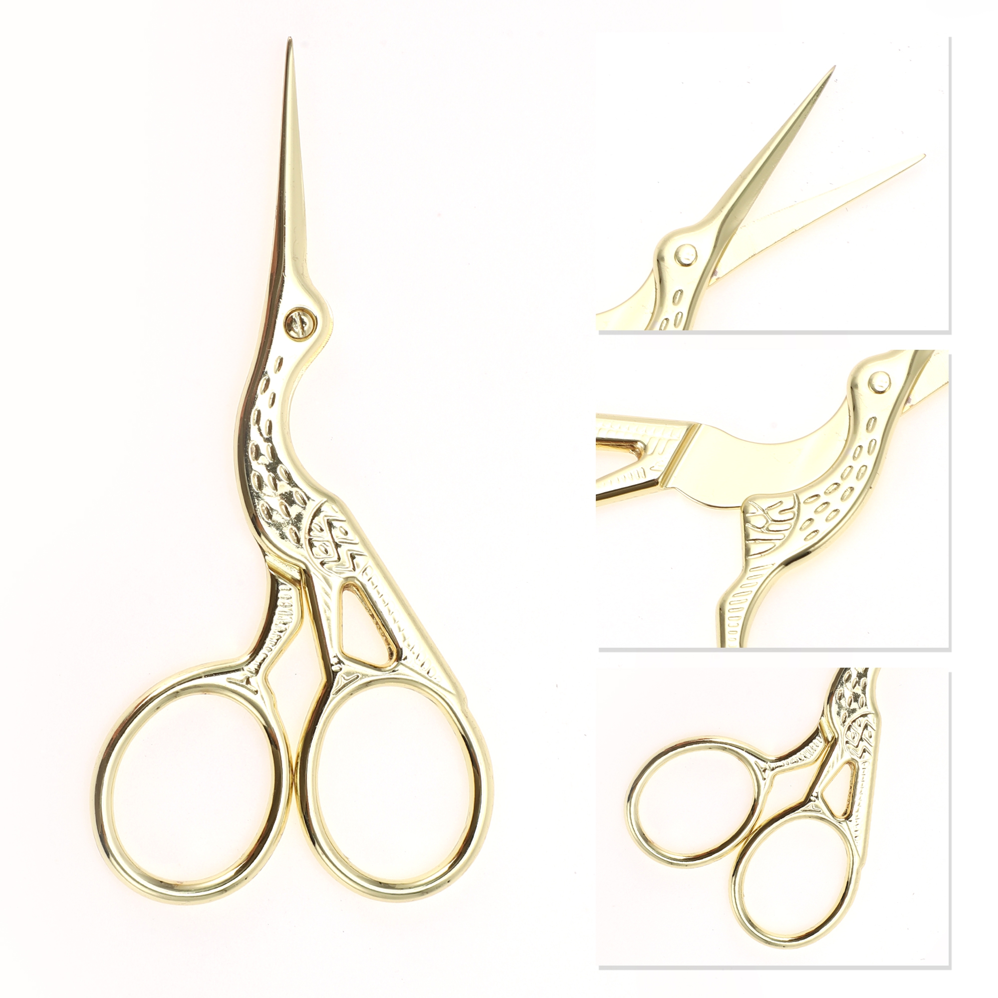 Unique Bargains 1 Pc Little Crane Scissors Grooming Parlor Gold Tone