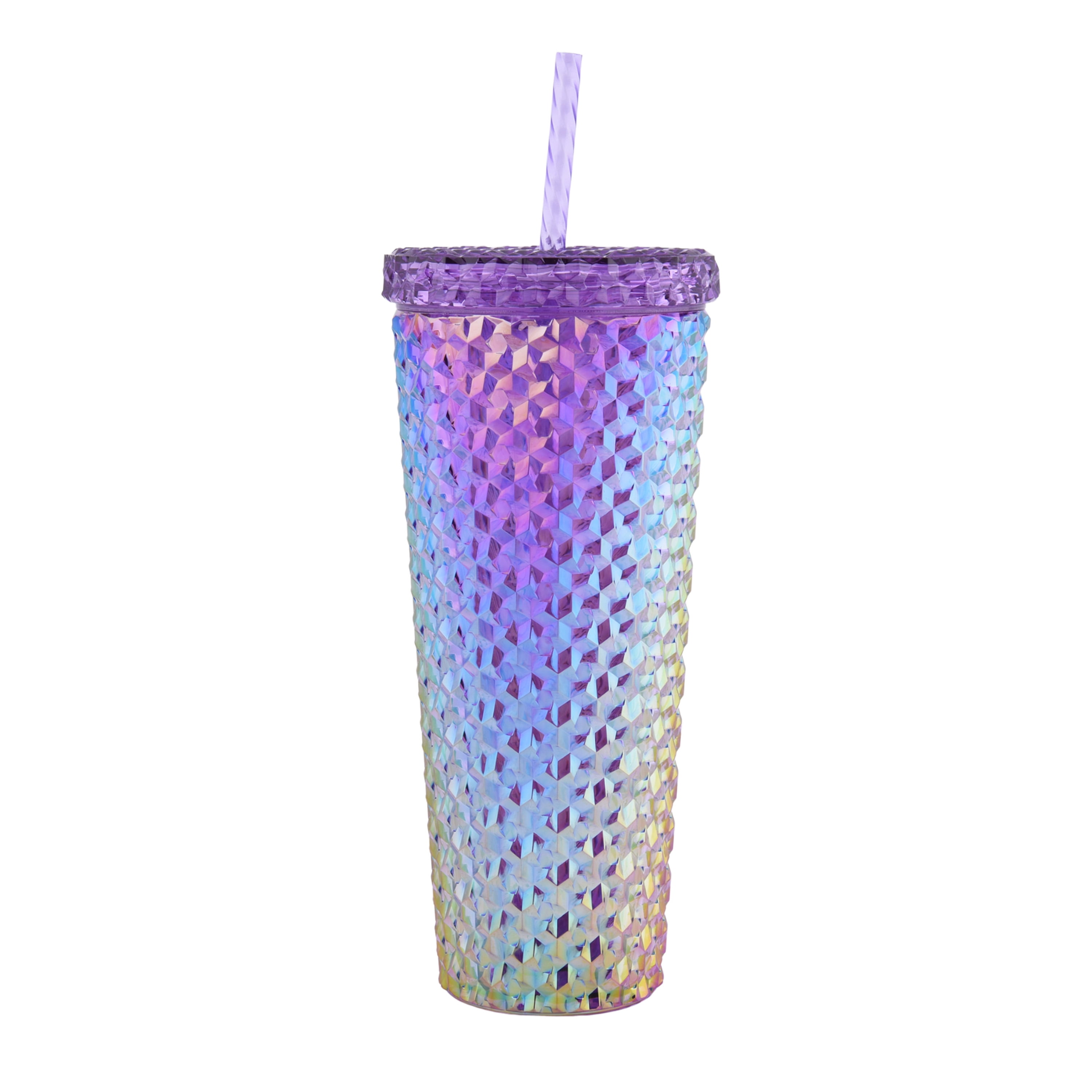 Mainstays 26-Ounce Plastic Tumbler with Straw, Multi Color