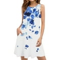 thumbnail image 2 of Ovzne Robes pour Femmes Robe d'Été Femmes Décontractée Ample Robe d'Été Imprimée Sans Manches Col en V Haut/chemise Ensemble Robe de Printemps Imprimée Liquidation, 2 of 7