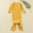 thumbnail image 4 of fnnxnal 100% Cotton Newborn Swaddle Gown - Knotted Bottom, Henley Buttons, Footed, Hypoallergenic - Free Size, Yellow - Infant Baby Shower Gift, 4 of 9