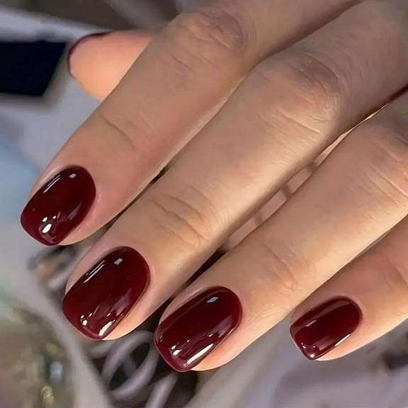 24Pcs Press On Nails Short Square False Nails Glossy Acrylic Artificial Nails For Celebrations And Daily Commuting