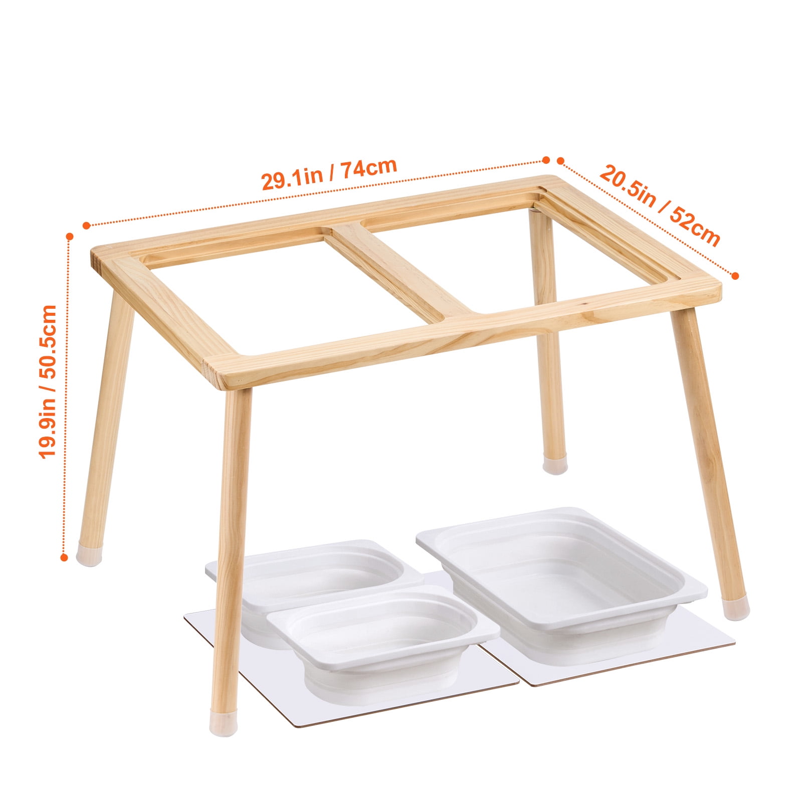 KFFKFF Kid's Sensory Table, Children's Exploration Table with 3 Collapsible Storage Containers & Dual-Faced Board, Wooden Activity Table for Drawing