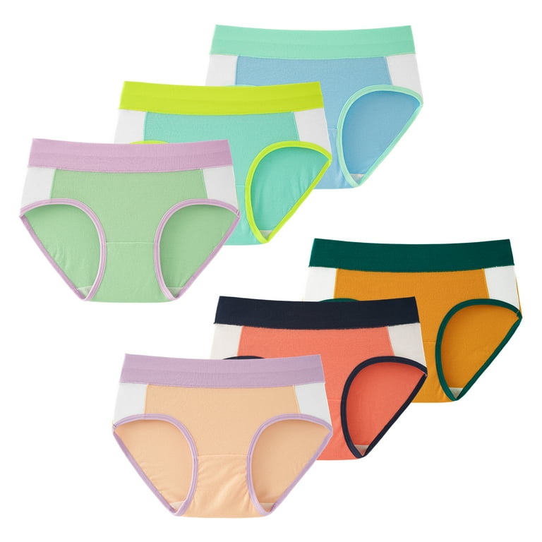 INNERSY Teen Girls'Underwear Cotton Briefs Wide Waistband Sporty Panties 6  Pack (S(8-10 yrs), Dark) 
